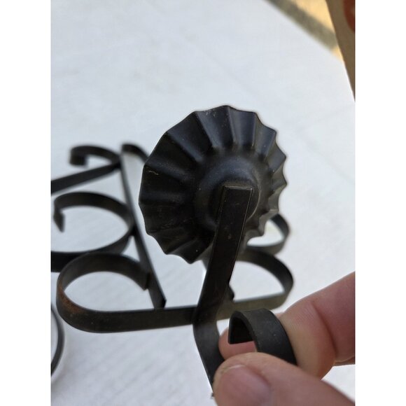 Pair Vintage Black Gothic Metal Wrought Iron Candle Holder Wall Sconces Set Of 2 - Picture 10 of 11